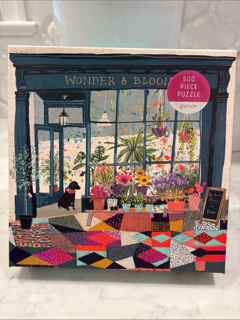 Galison Wonder & Bloom 500-Piece Floral Puzzle - Teal & Multicolor Box